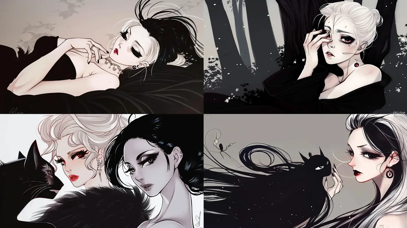 Monochromatic Elegance with a Dramatic Flair - Midjourney sref style