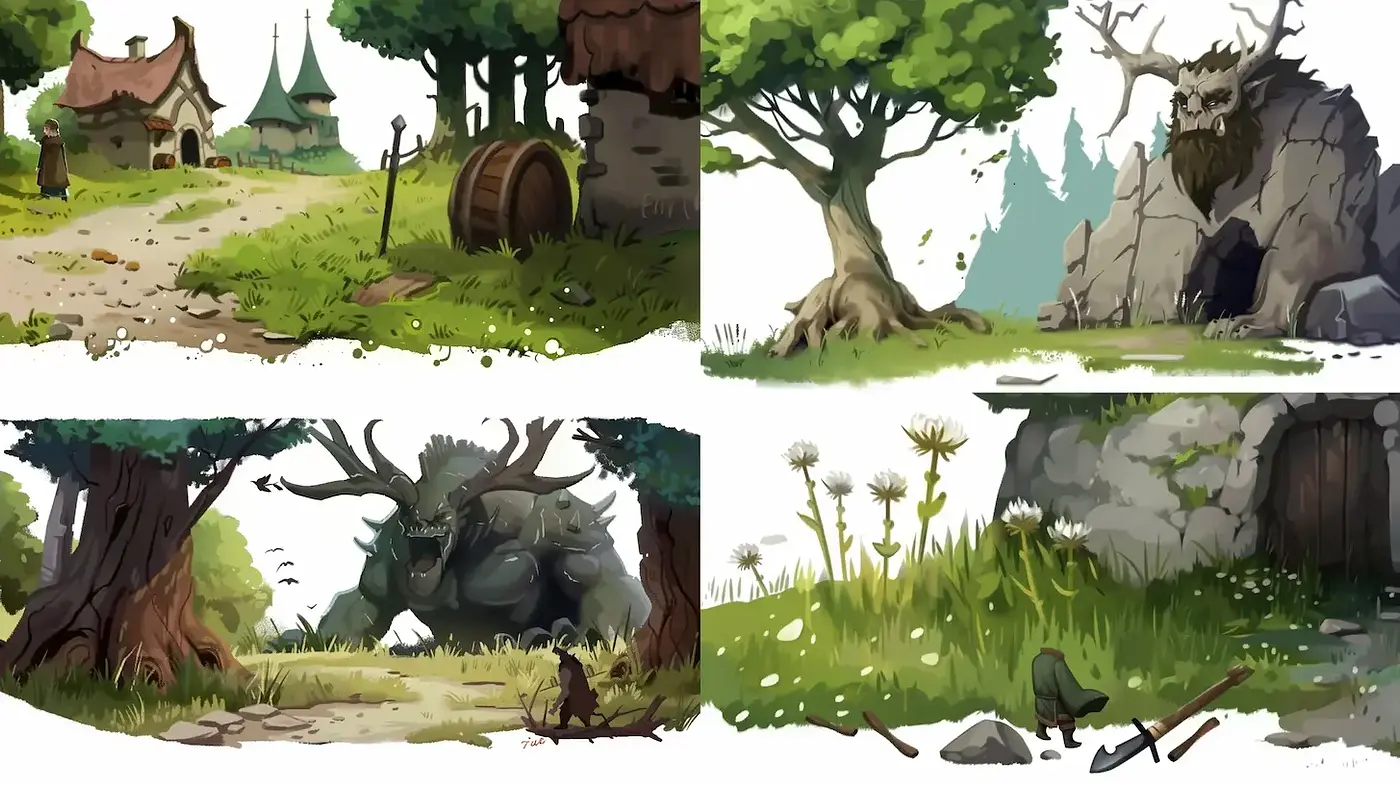 Charming and Whimsical Fantasy Landscapes with Subtle Detail - Midjourney sref style