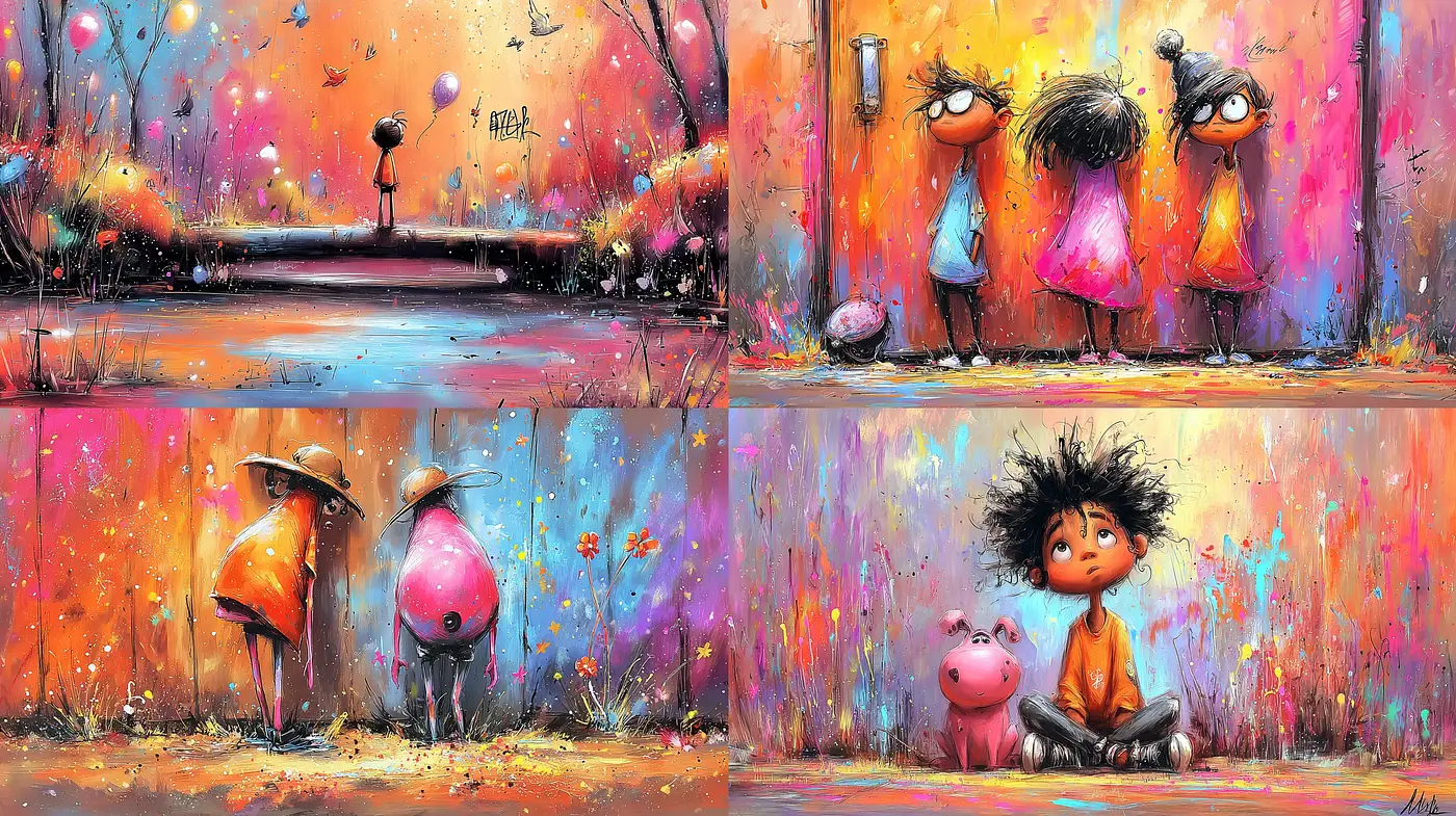 Vibrant and Whimsical Artistic Expression with a Playful Mood - Midjourney sref style