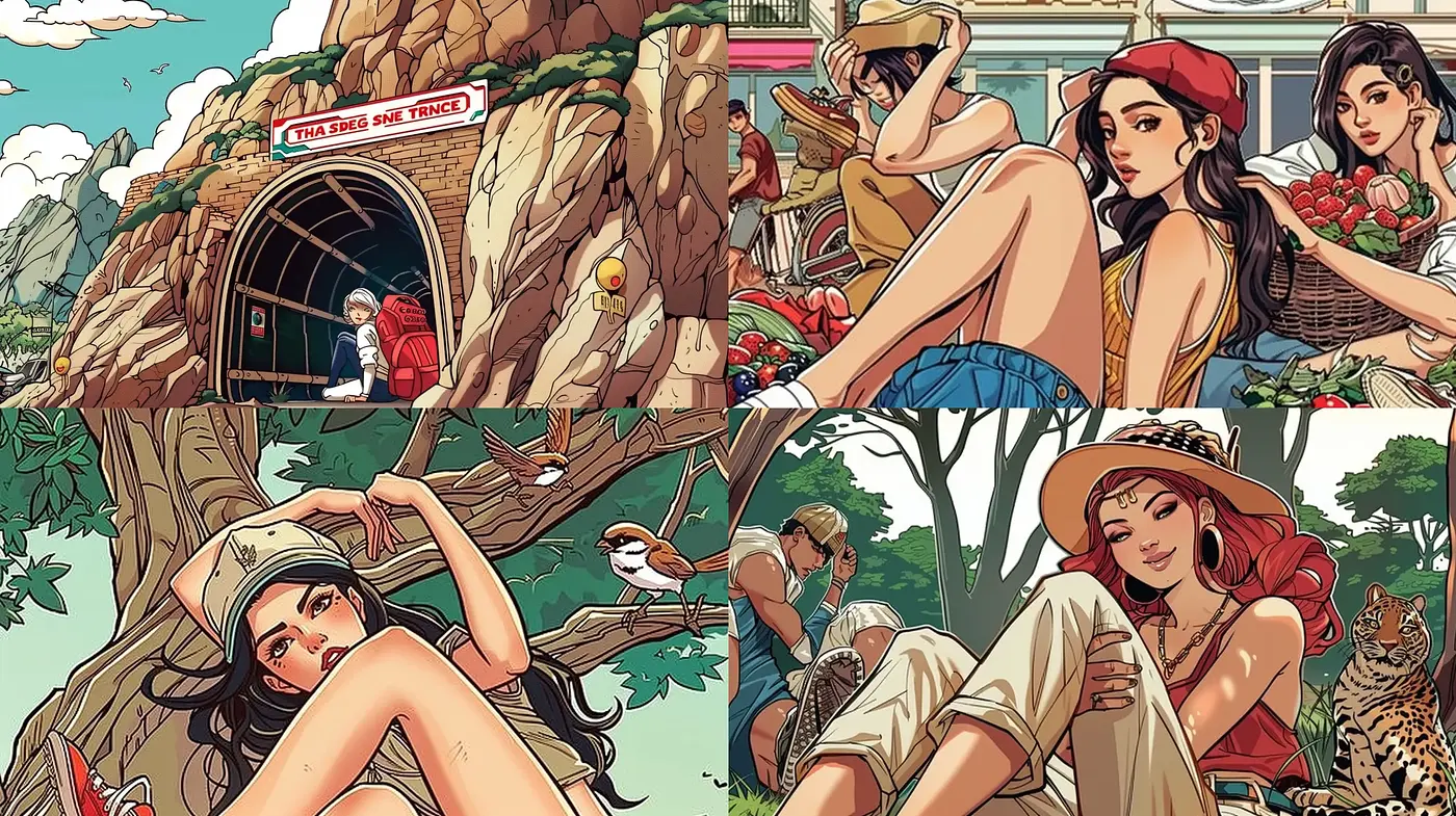 Idyllic Retro Comic-Book Elegance with a Naturalistic Hue - Midjourney sref style