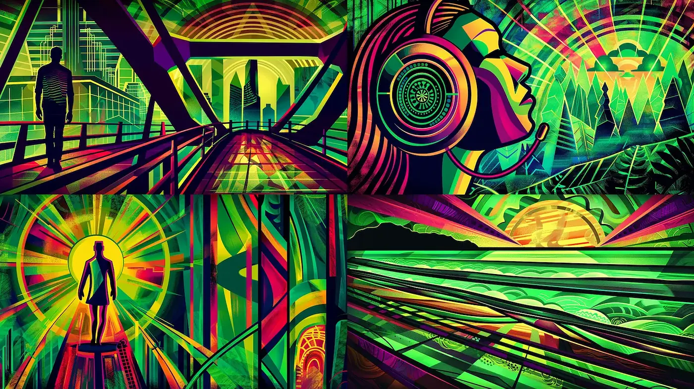 Vibrant and Dynamic Futuristic Expressionism with Geometric Influences - Midjourney sref style
