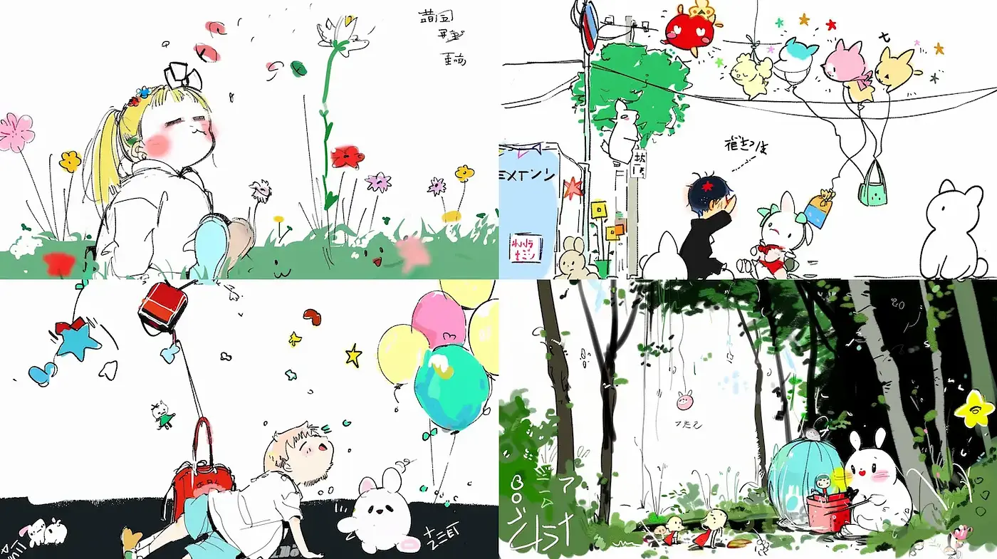 Playful and Whimsical Illustrations Evoking Childhood Joy - Midjourney sref style