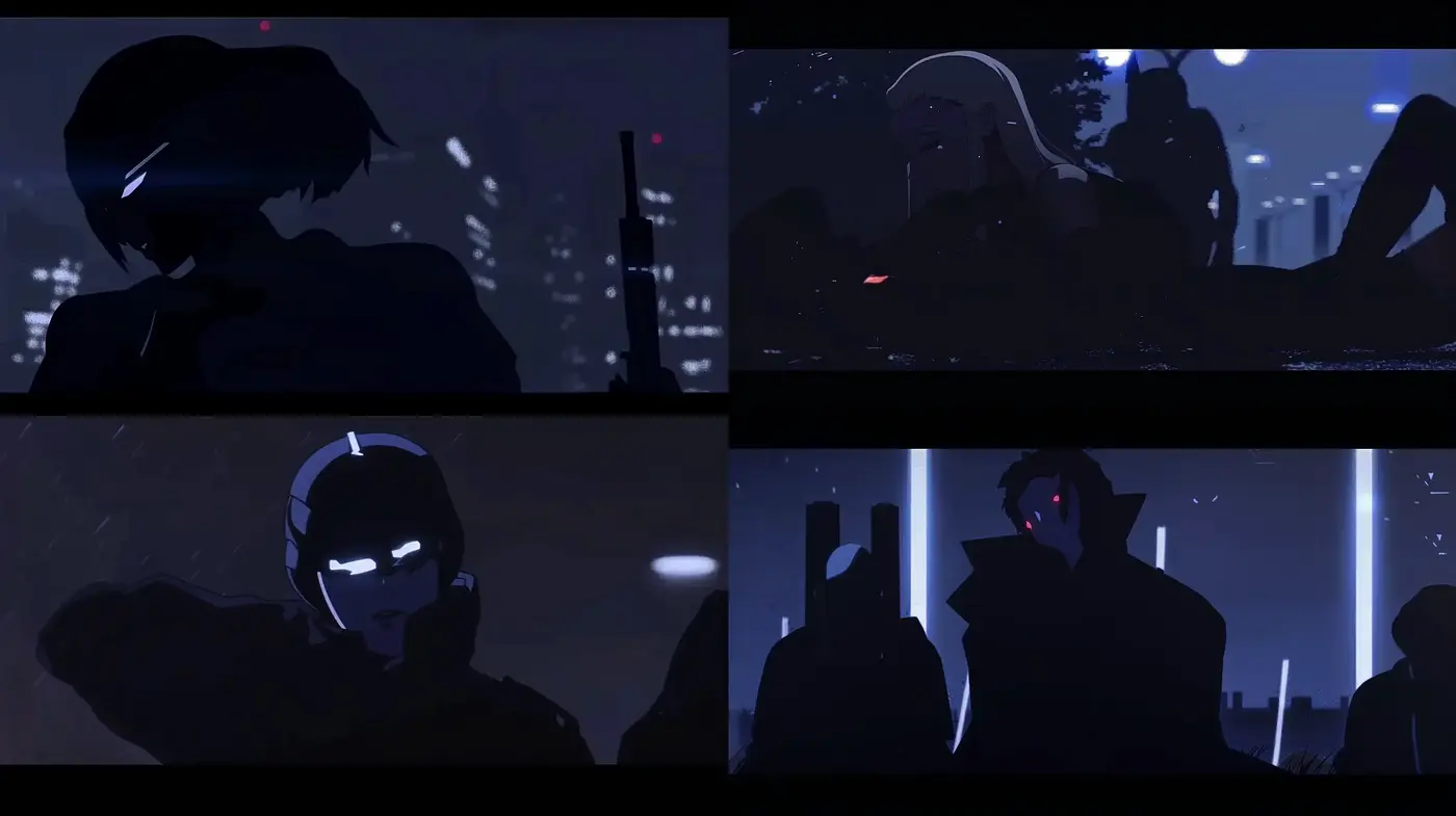Nocturnal Cyberpunk Dreamscape: A Study in Neon-Lit Mystery - Midjourney sref style