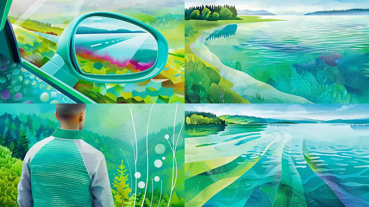 Vibrant and Lush Landscape Illustrations with Fluid Forms - Midjourney sref style