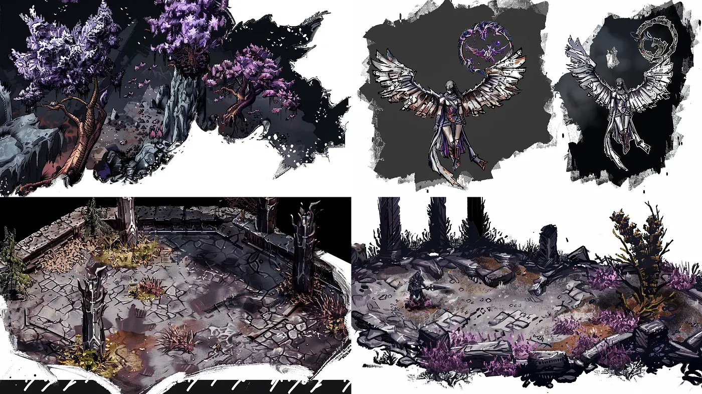 Gothic Fantasy Illustrations with Dynamic Brushwork - Midjourney sref style