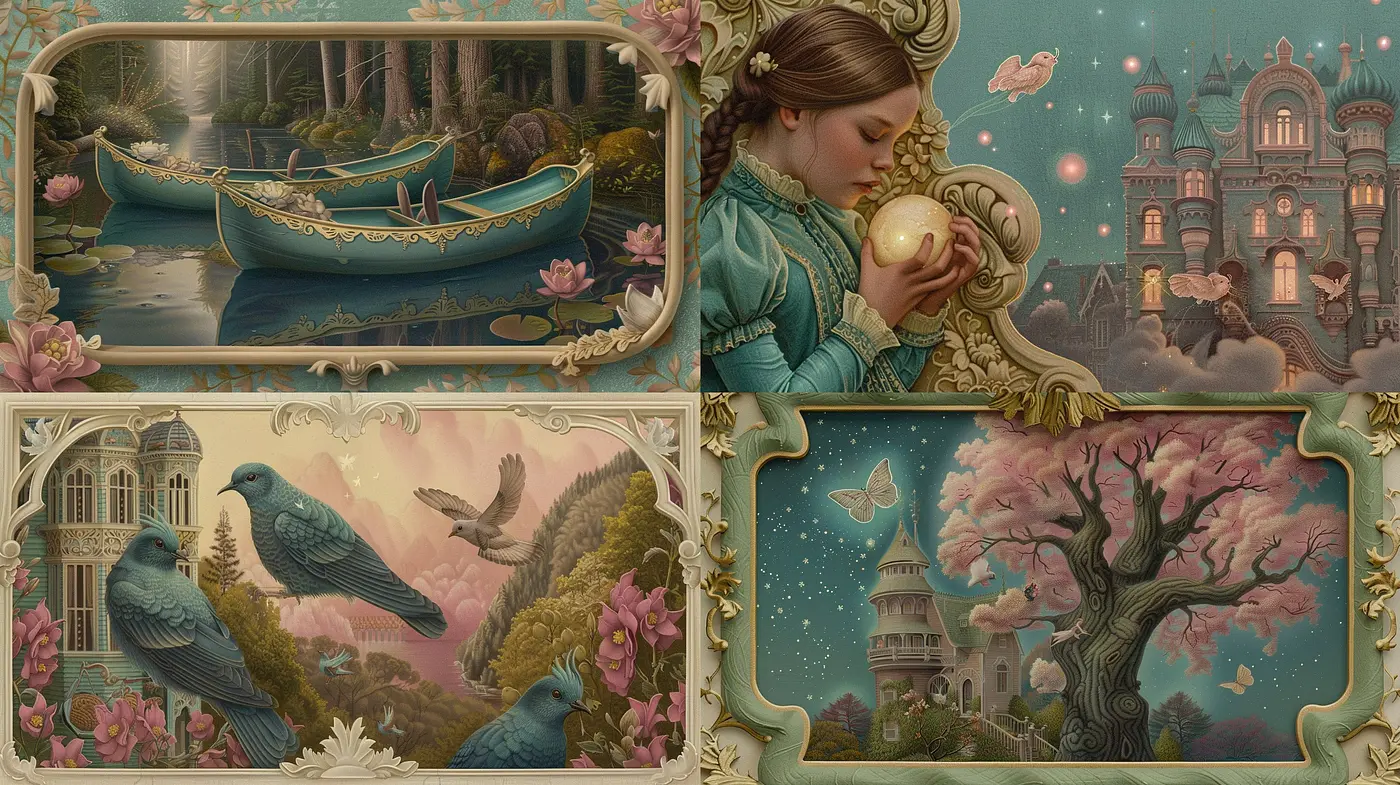 Enigmatic Elegance of Surreal Visions: A Consistent Fusion of Dreamlike Imagery and Vibrant Hues - Midjourney sref style