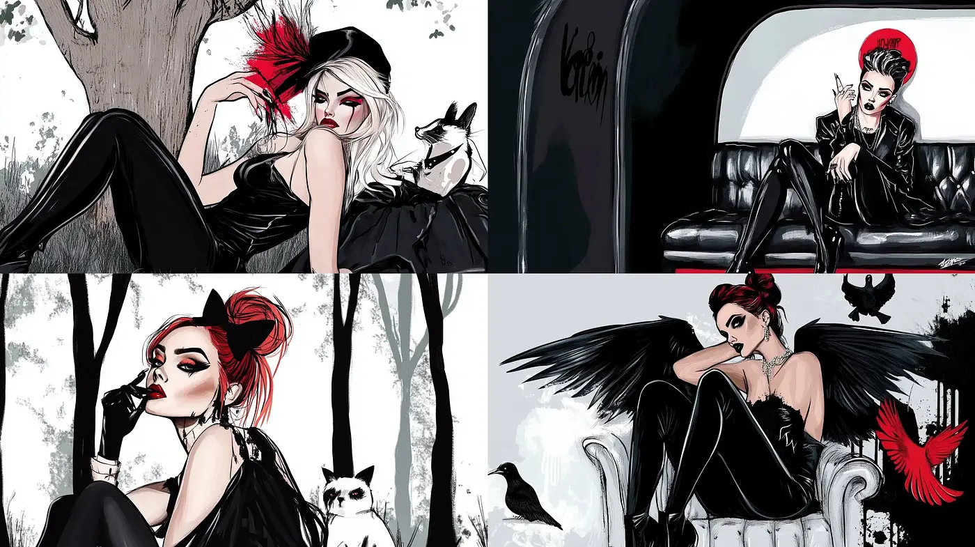 Gothic Elegance with a Stylized Graphic Novel Flair - Midjourney sref style