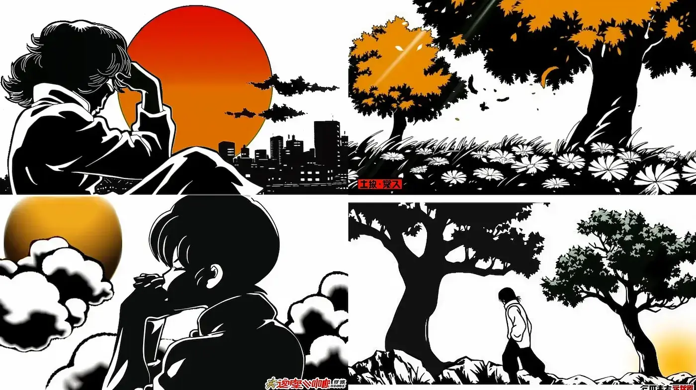 Silhouetted Contemplation Amidst Stark Nature - Midjourney sref style