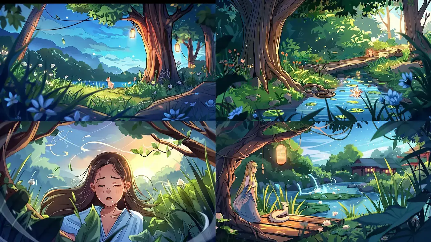 Whimsical Nature Scenes with a Dreamy, Ethereal Quality - Midjourney sref style