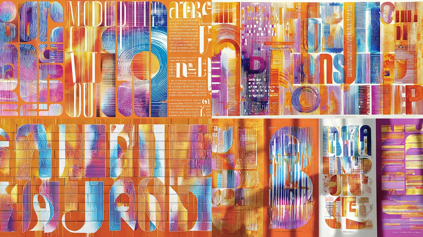 Vibrant Abstract Typography with Fluid Textures and Warm Tones - Midjourney sref style