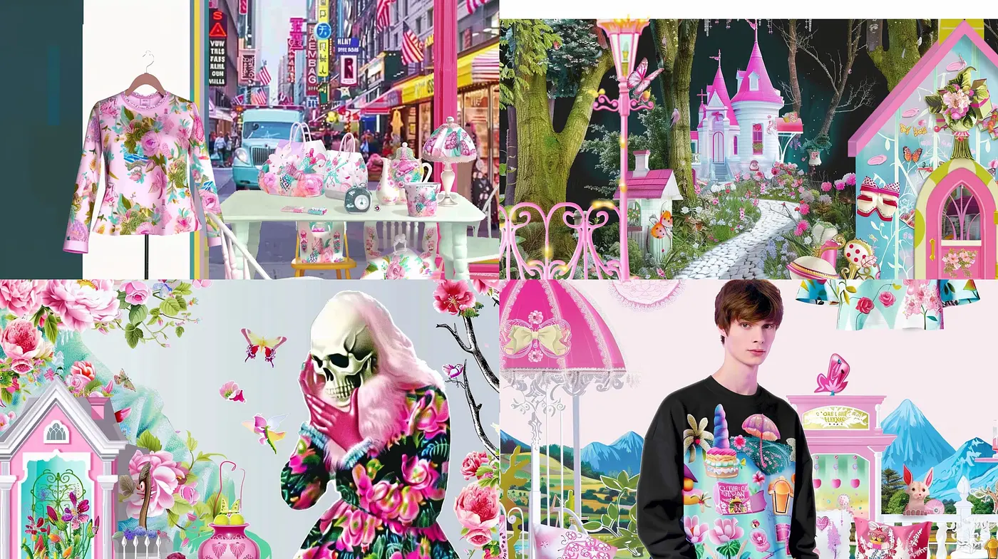 Enchanted Bloom and Candy-Colored Dreamscape - Midjourney sref style