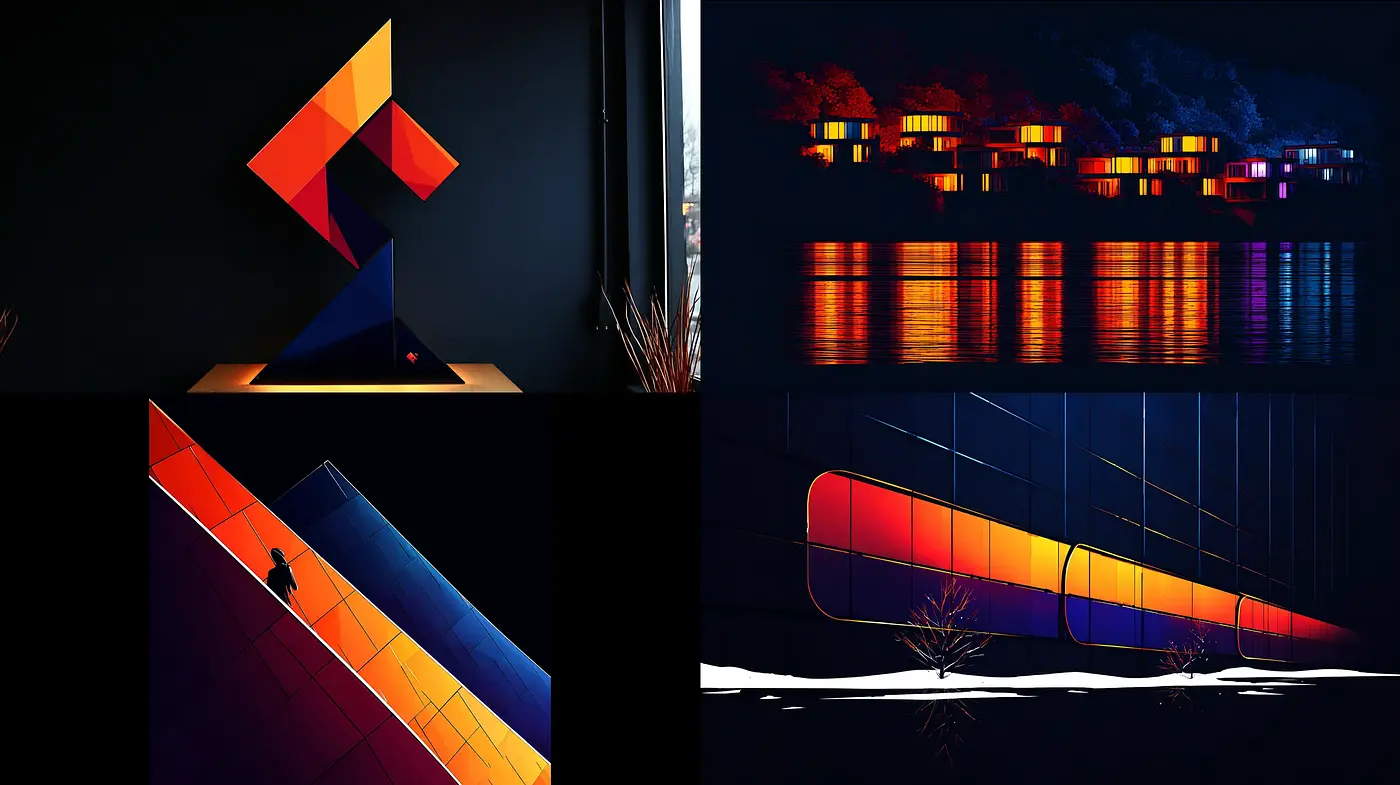 Dynamic Geometric Composition with Vibrant Luminescence - Midjourney sref style