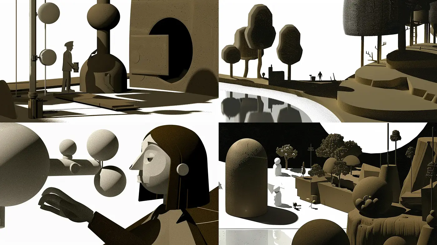 Monochromatic Silhouette Vignettes – A Homage to Modern Minimalism - Midjourney sref style