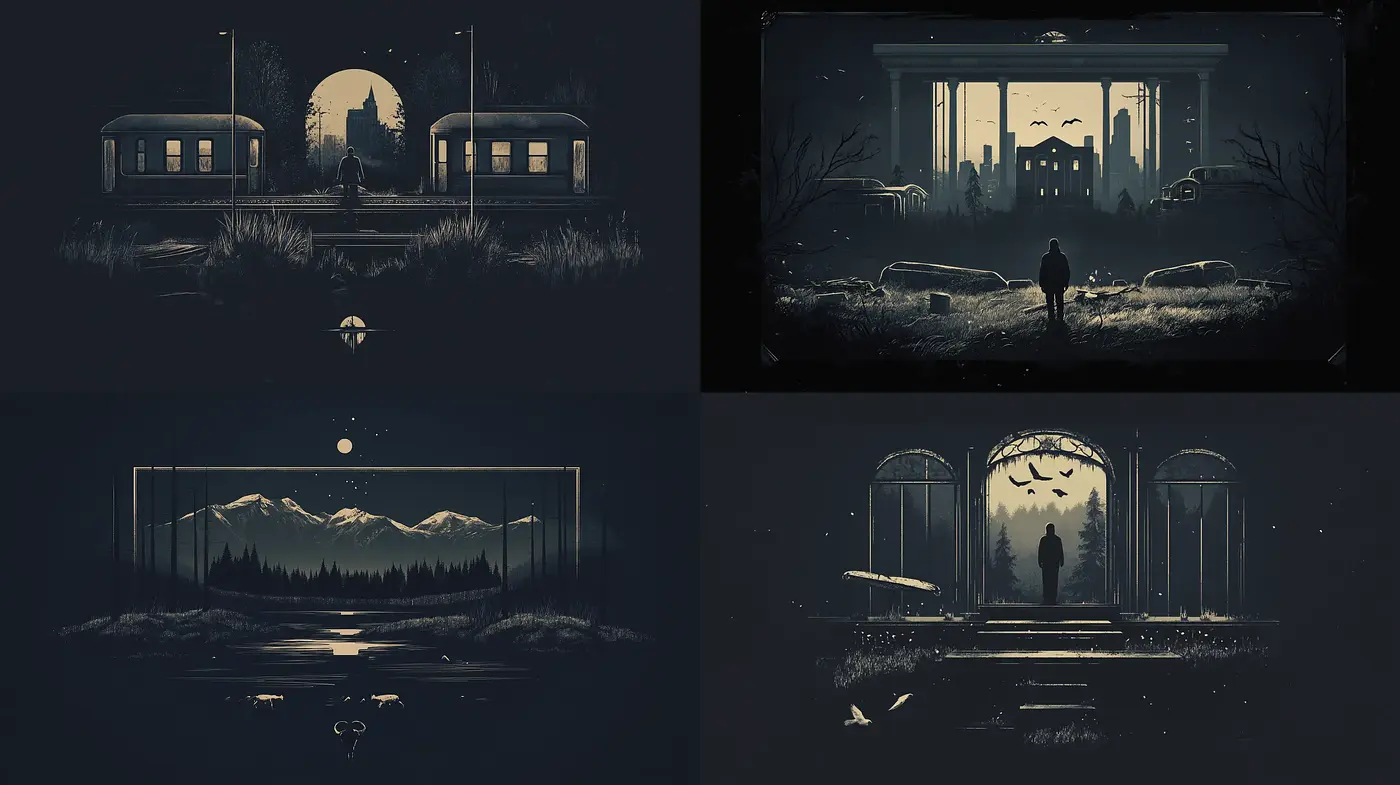 Nocturnal Serenity in Monochromatic Hues - Midjourney sref style