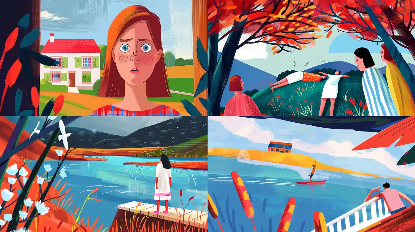 Whimsical Storybook Illustration with Bold Colors and Stylized Forms - Midjourney sref style
