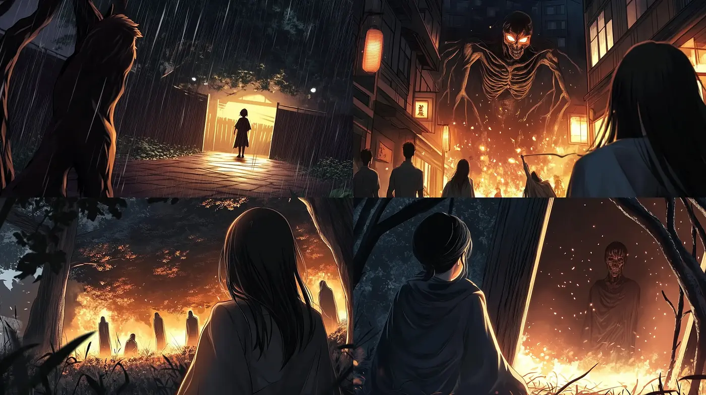 Dramatic Nocturnal Hues with Vivid Anime Influence - Midjourney sref style