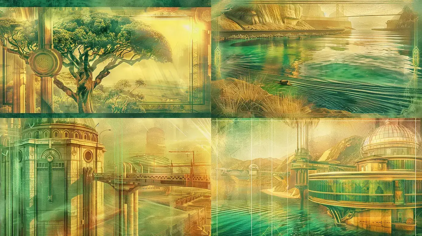 Ethereal and Dreamlike Landscapes Infused with Fluid Architecture - Midjourney sref style