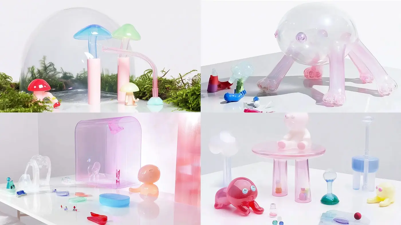 Surreal Pastel Dreamscape of Translucent Forms - Midjourney sref style
