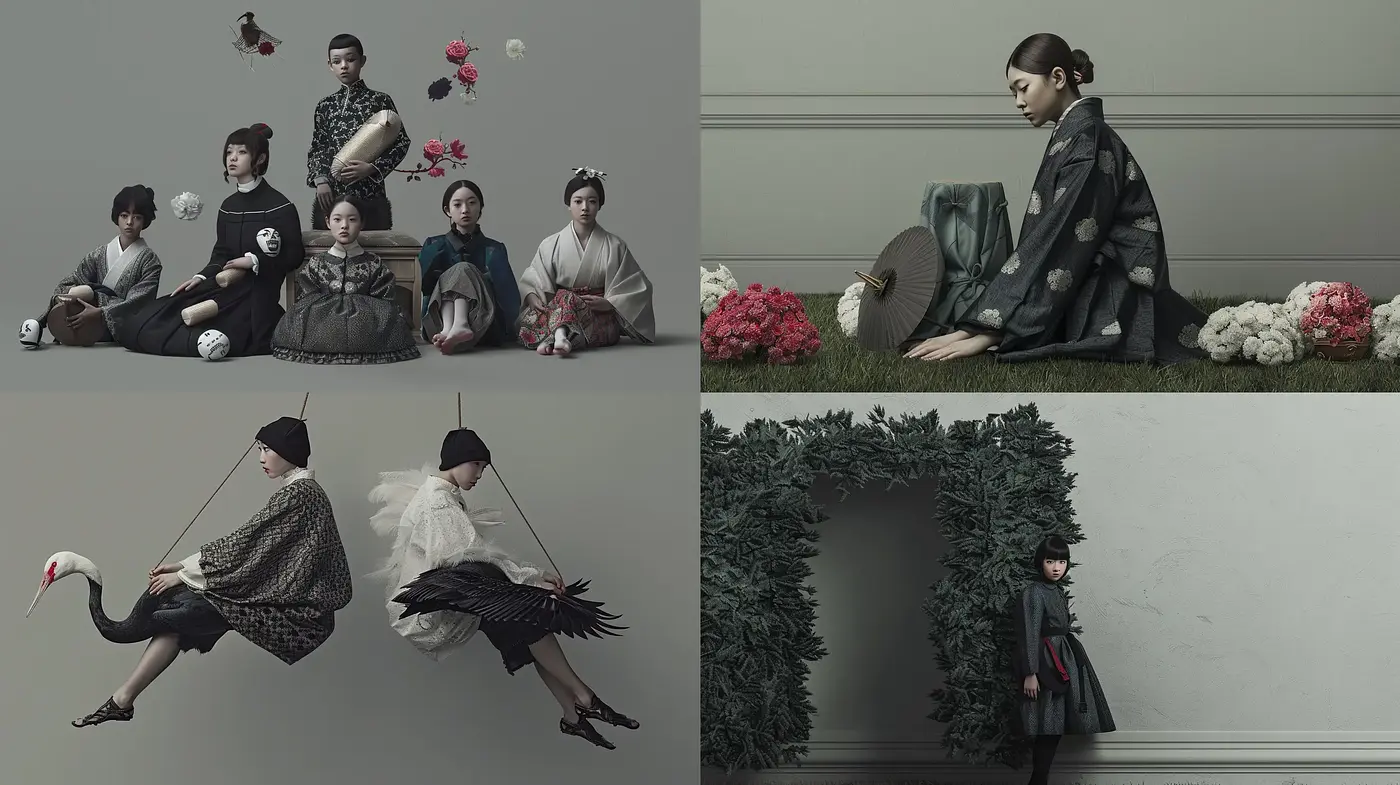 Subdued Elegance with Surrealist Overtones: A Visual Study in Monochrome and Minimalism - Midjourney sref style