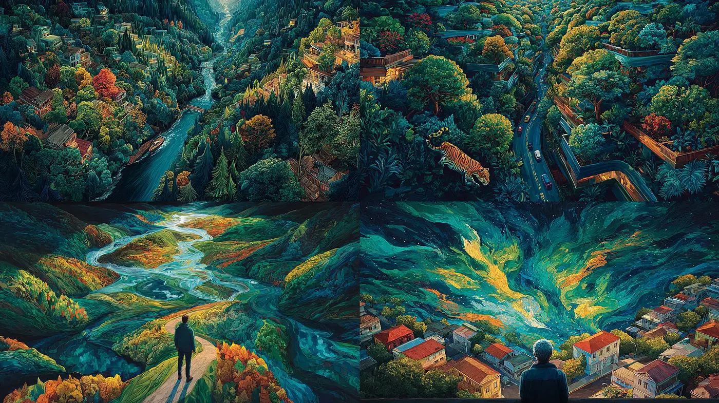 Vibrant and Lush Landscape Imagery with a Dreamlike Essence - Midjourney sref style