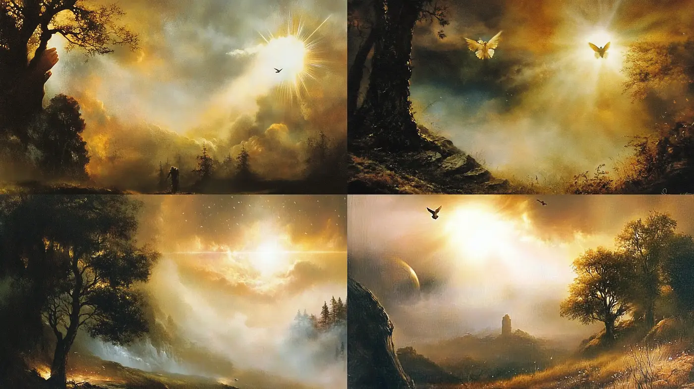 Ethereal Lightscapes with Surreal Natural Beauty - Midjourney sref style