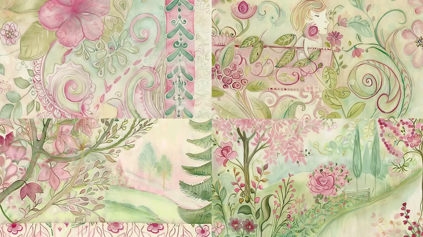 Enchanting Blossom Serenity: A Unified Watercolor Botanical Series - Midjourney sref style