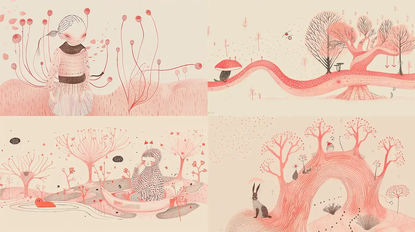 Whimsical and Dreamy Illustrations with a Touch of Surrealism - Midjourney sref style