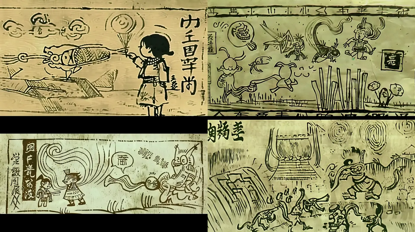 Ancient Parchment Chronicles: A Whimsical Ink Adventure - Midjourney sref style
