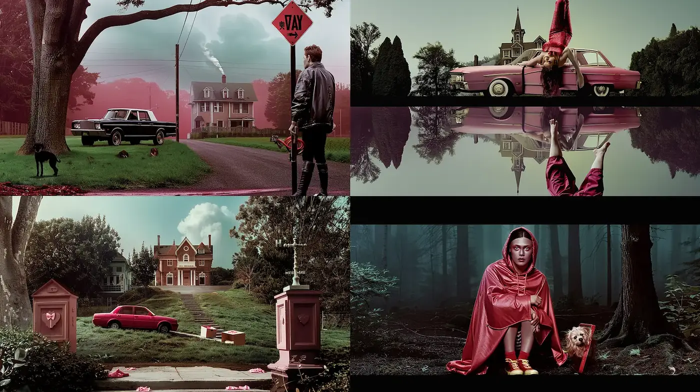 Surreal, Cinematic Vignettes with Distinct Aesthetic Cohesion - Midjourney sref style