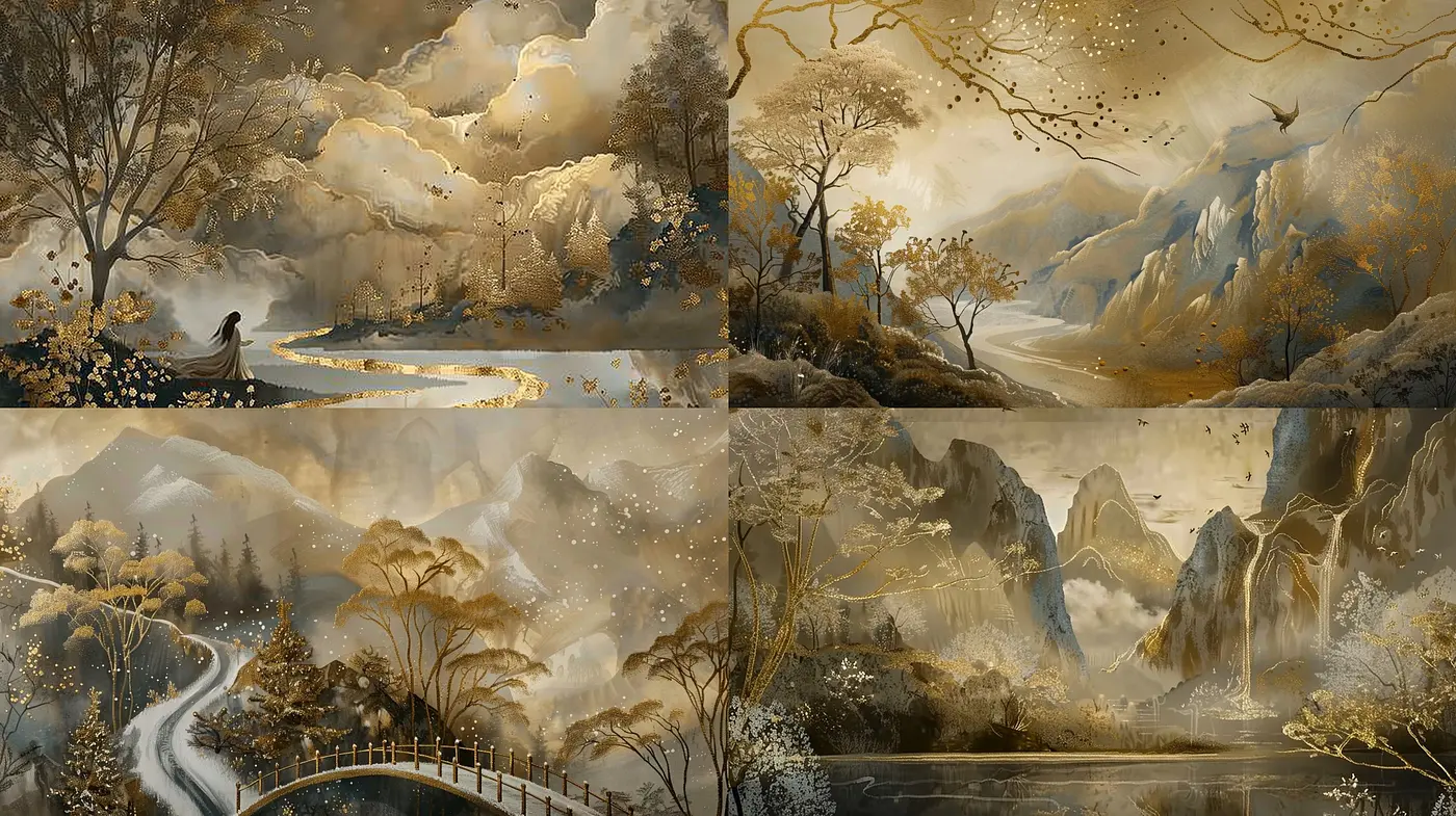 Serenade of Sepia: A Homage to the Ethereal East in Monochromatic Hues - Midjourney sref style