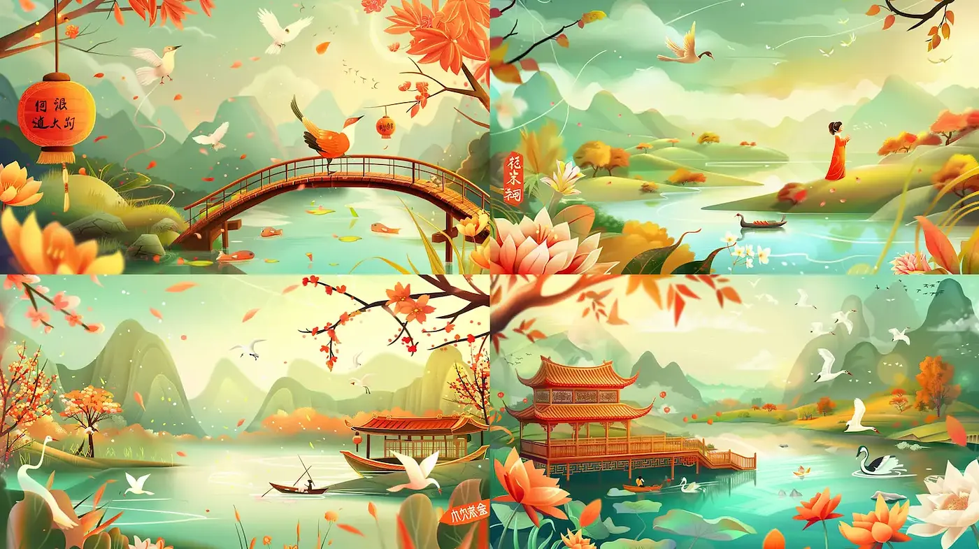 Harmonious Nature Scenes with Warm Autumn Tones - Midjourney sref style