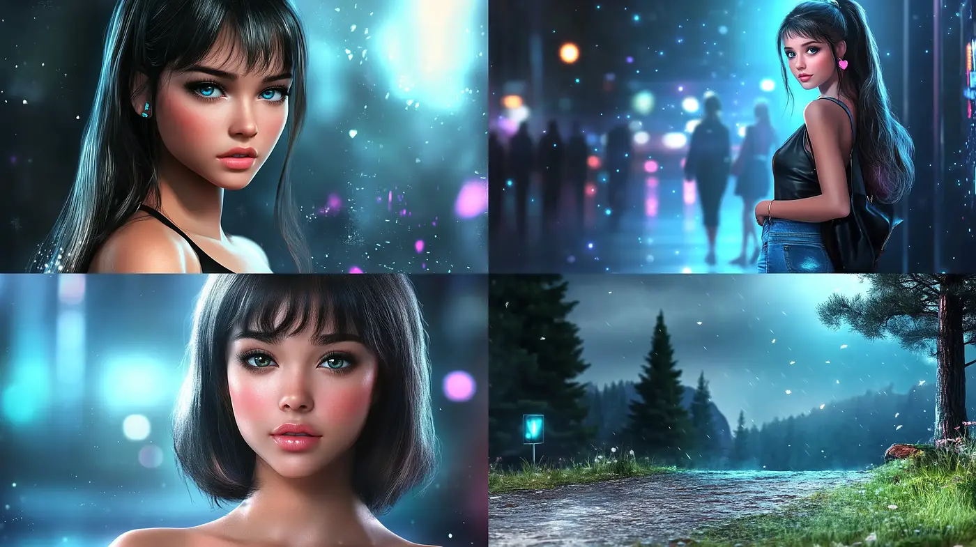 Ethereal Luminosity with a Cinematic Touch in Digital Portraiture and Landscapes - Midjourney sref style