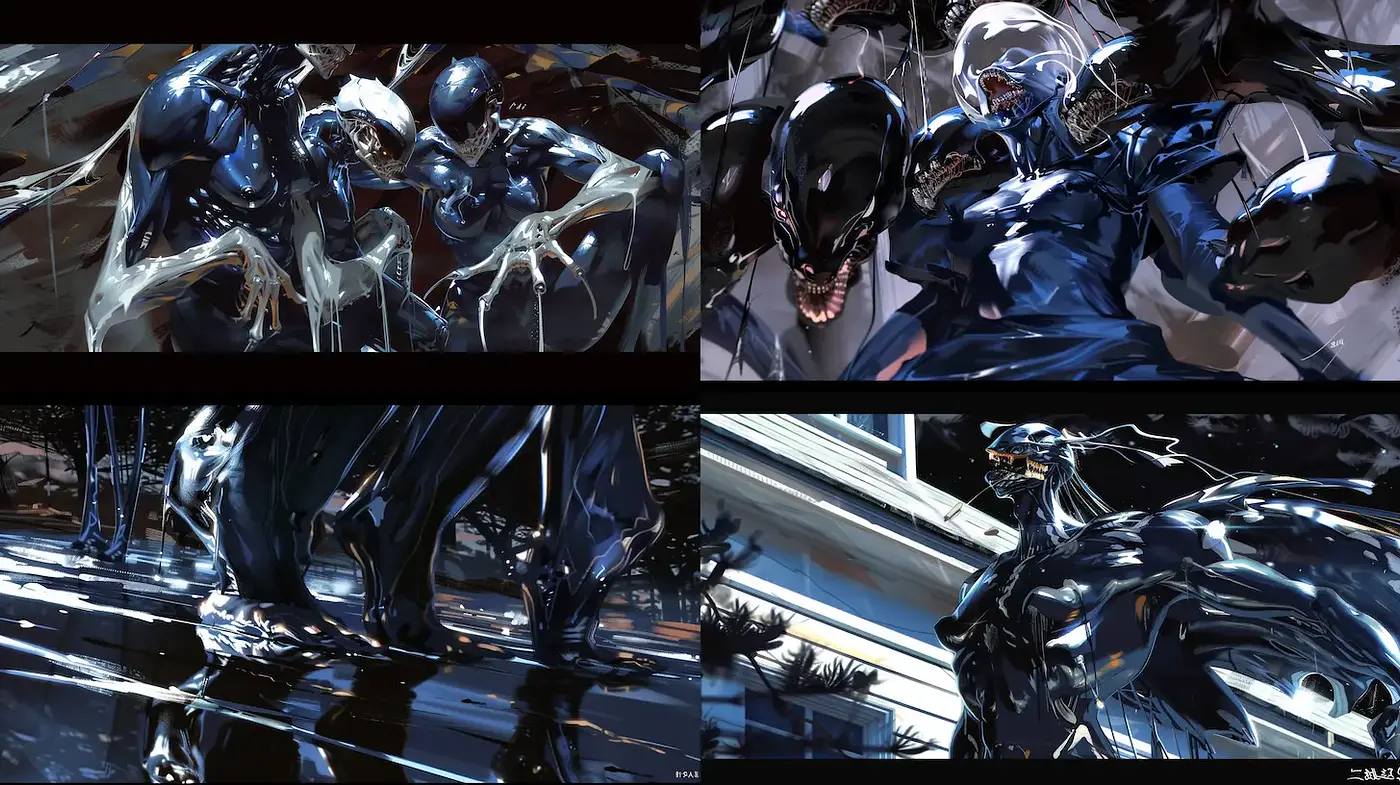 Dark and Dynamic Visceral Imagery with Elements of Comic Art - Midjourney sref style