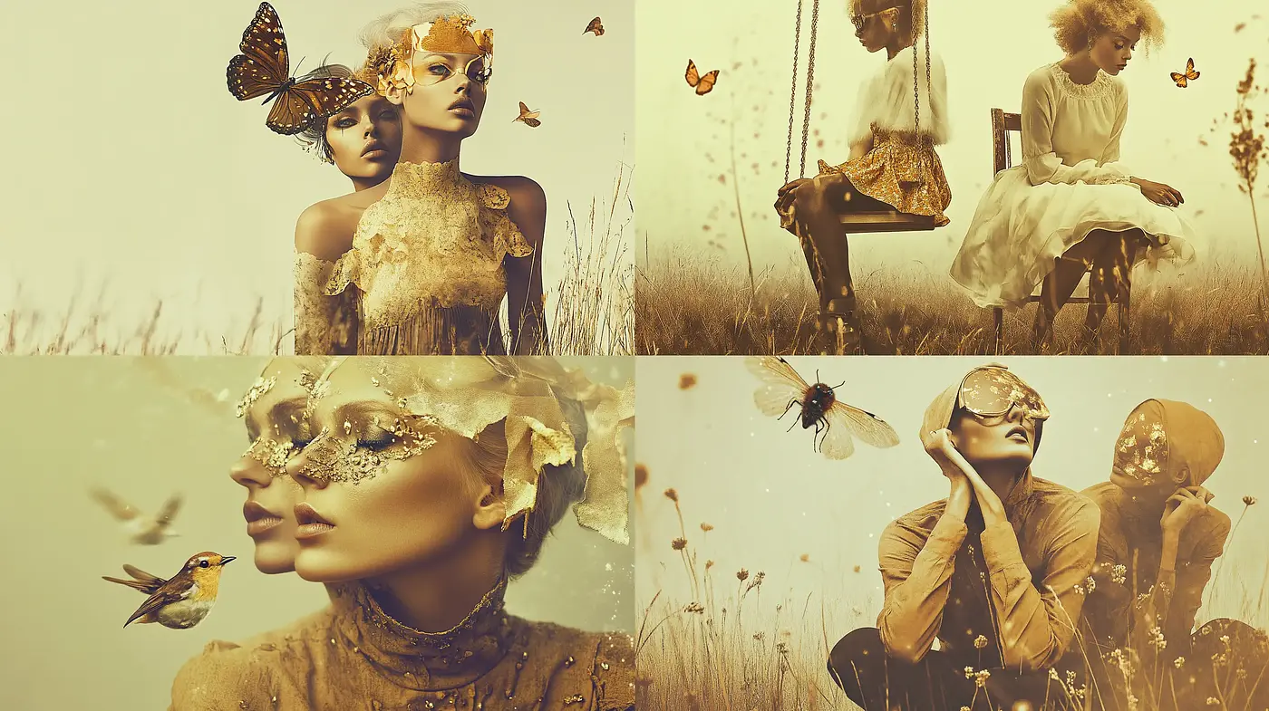 Golden Sepia Dreamscape: A Harmonious Blend of Nature and Nostalgia - Midjourney sref style