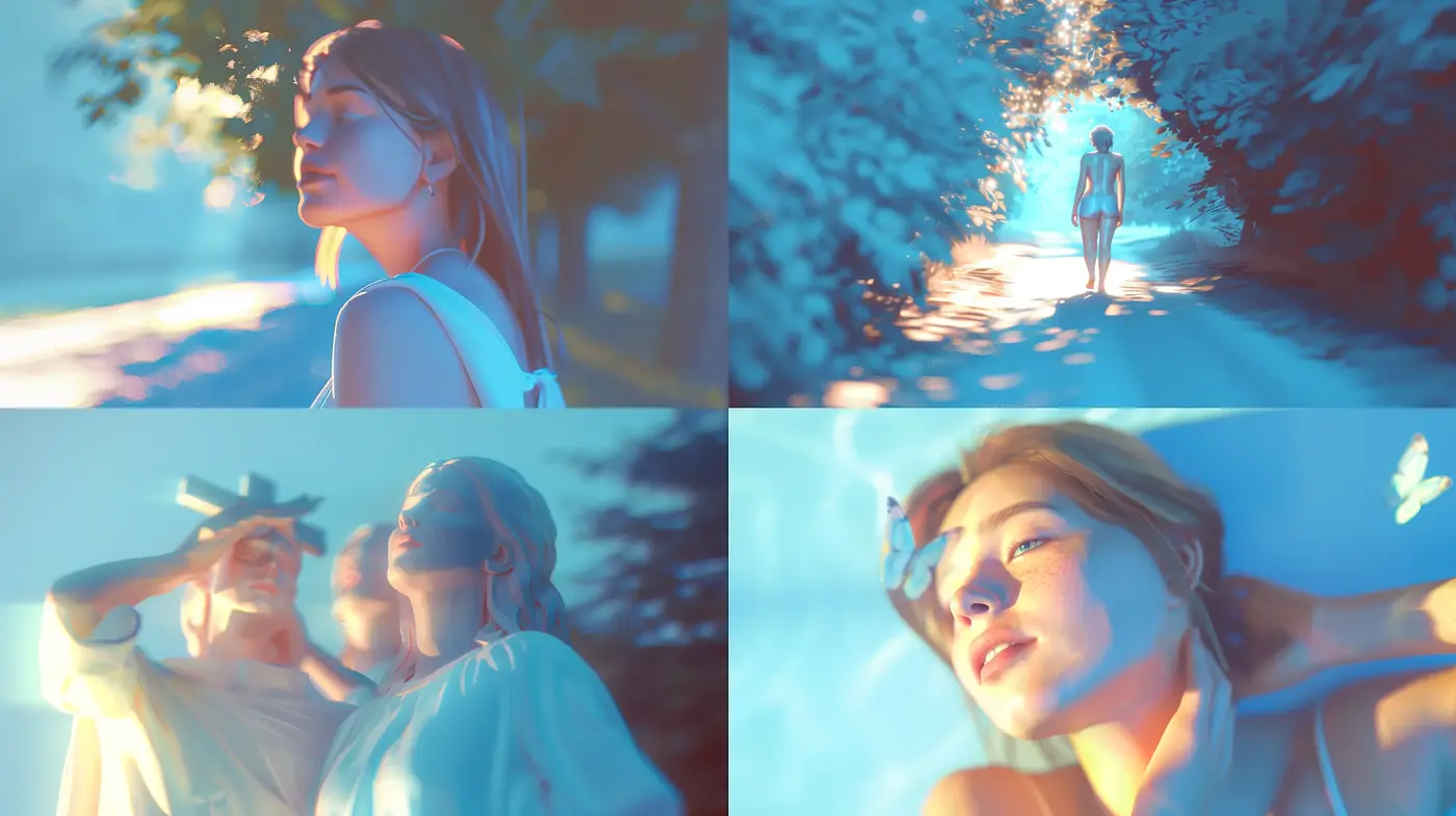 Ethereal Daydreams: A Luminescent Journey in Blue Tones - Midjourney sref style