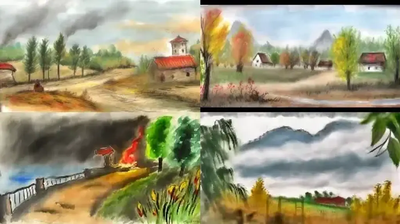 Rustic Pastoral Scenes with a Romantic Impressionist Flair - Midjourney sref style