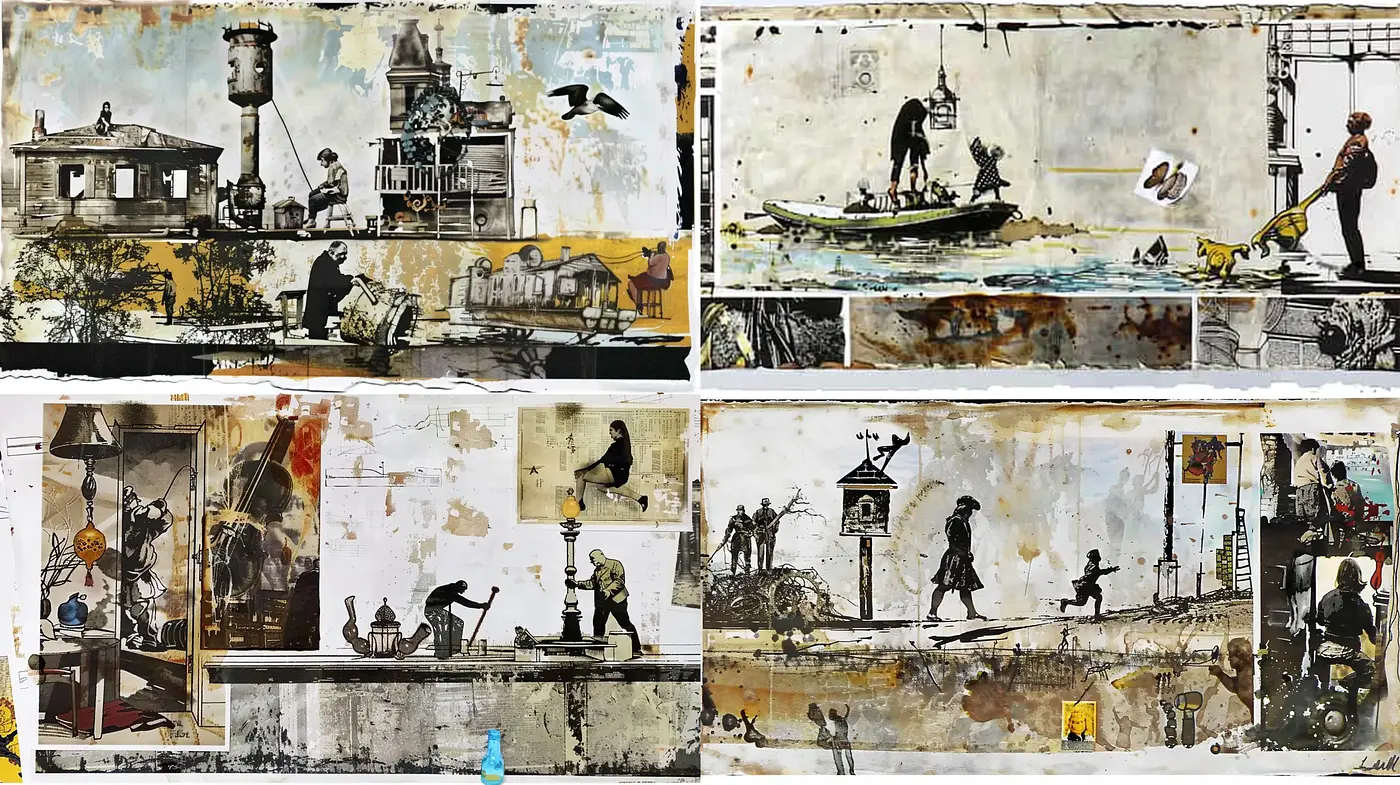 Decayed Urban Elegance with Grunge Overtones - Midjourney sref style