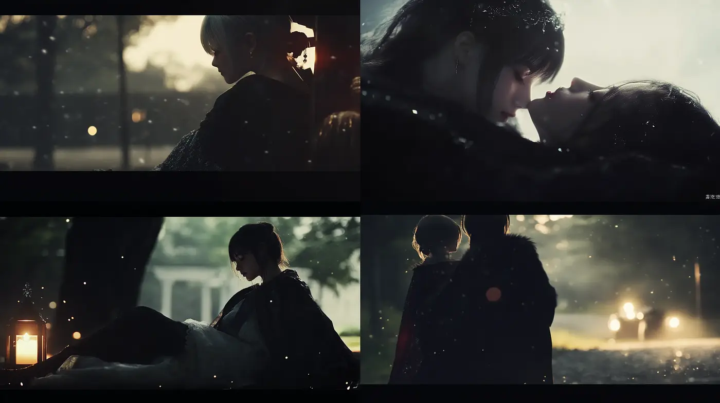 Cinematic Tableaux with Ethereal Midnight Hues - Midjourney sref style