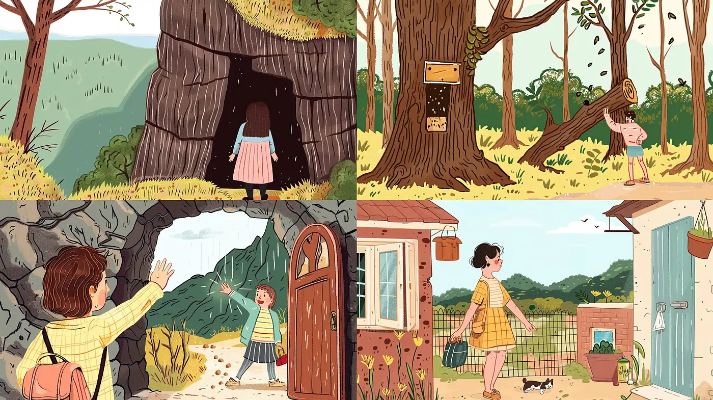 Whimsical Storybook Illustrations with a Mid-Century Modern Influence - Midjourney sref style