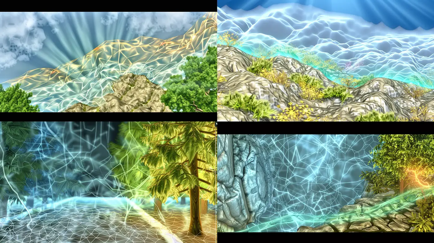 Ethereal Geometric Nature: A Fusion of Digital and Organic Aesthetics - Midjourney sref style
