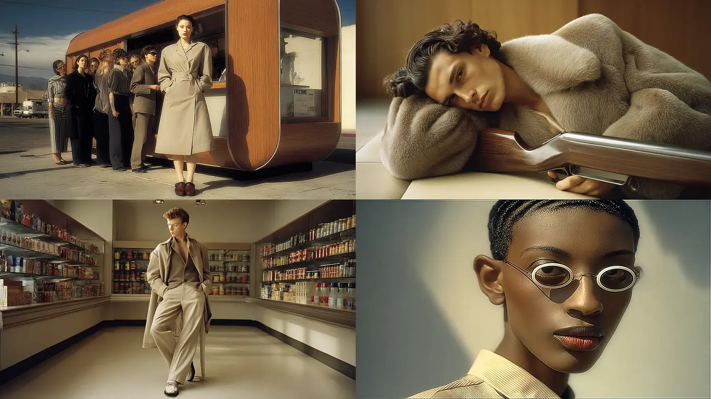 Modern vintage fashion with a cinematic touch and soft textures - Midjourney sref style