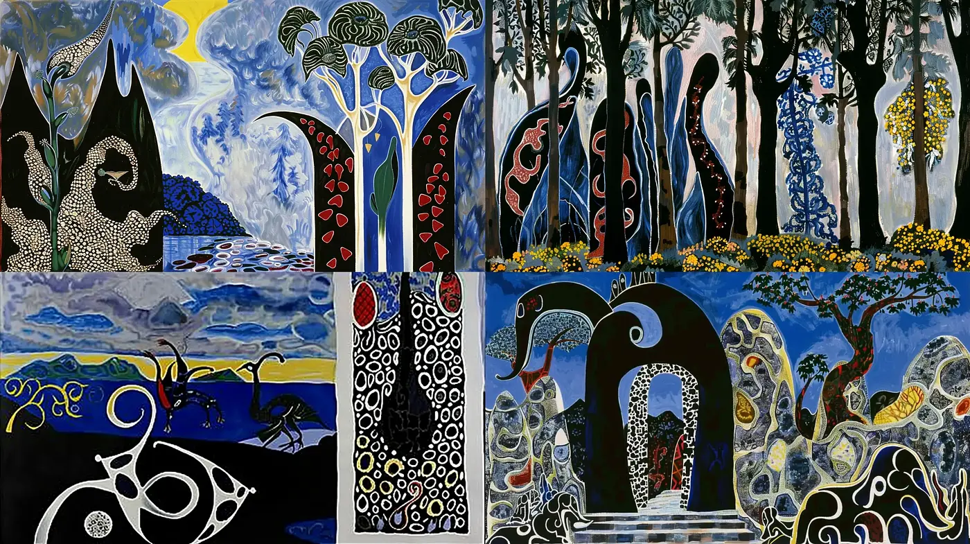 Mystical Arboreal Dreamscape in Stylized Expressionism - Midjourney sref style