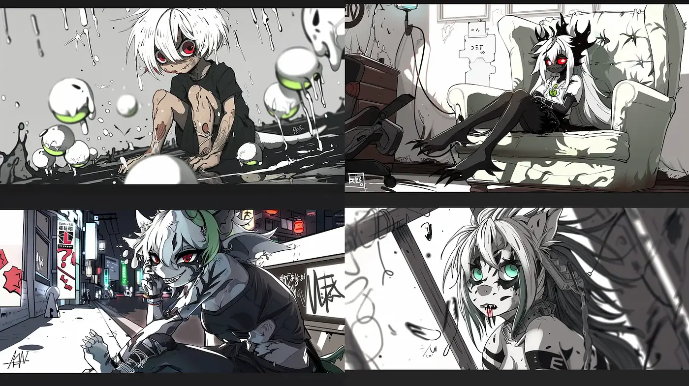 Darkly Whimsical and Visually Striking Cartoon Aesthetic - Midjourney sref style
