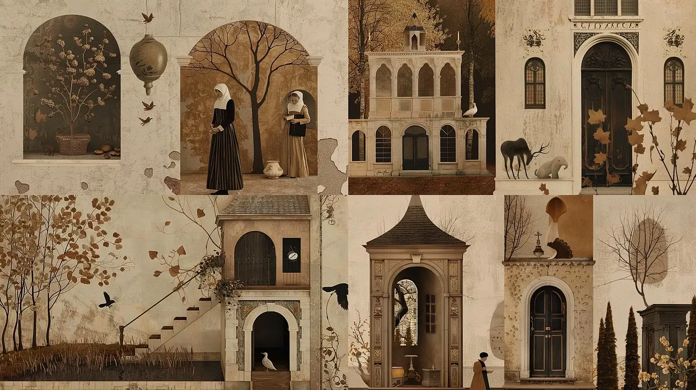 Autumnal Elegance with a Melancholic Essence in Sepia Tones - Midjourney sref style