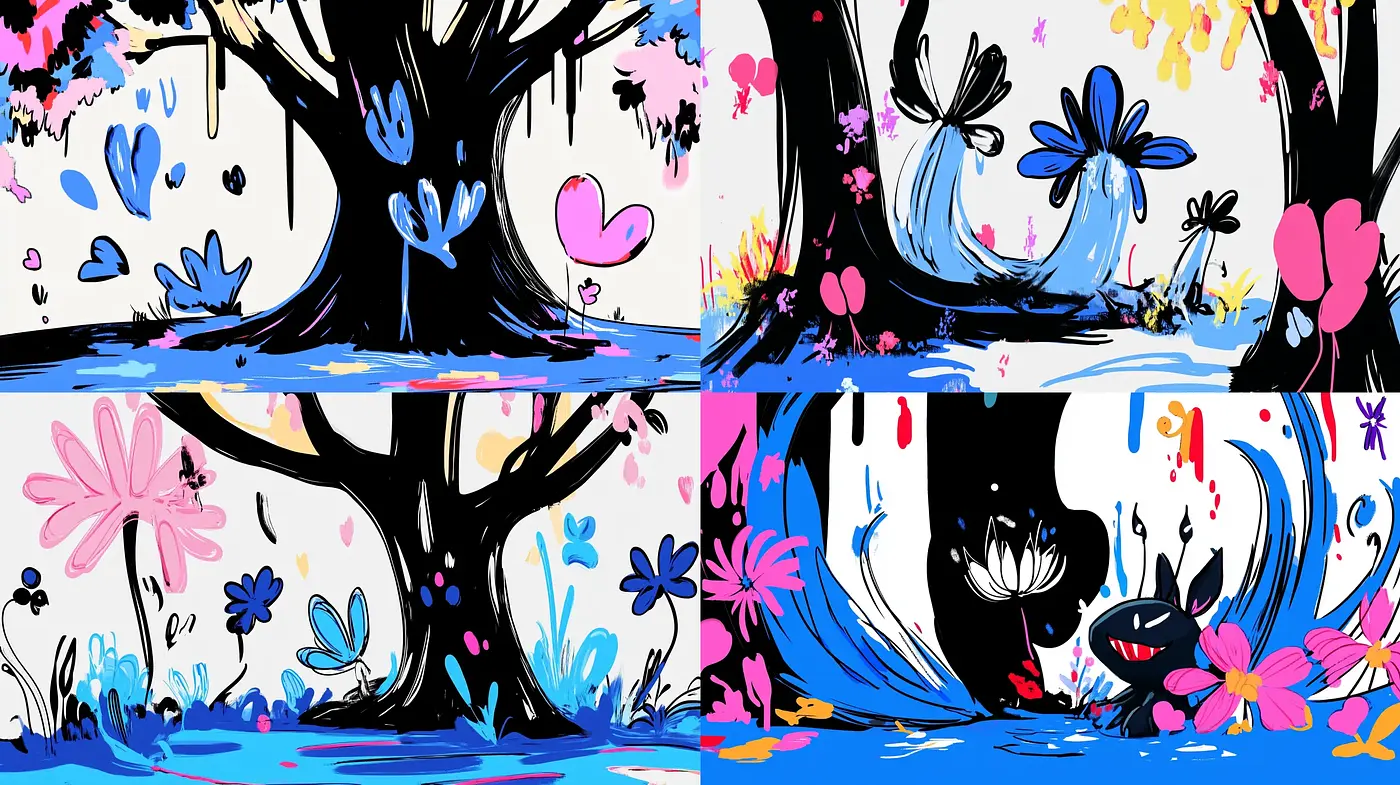 Expressive Strokes and Bold Contrast in Contemporary Nature Scenes - Midjourney sref style