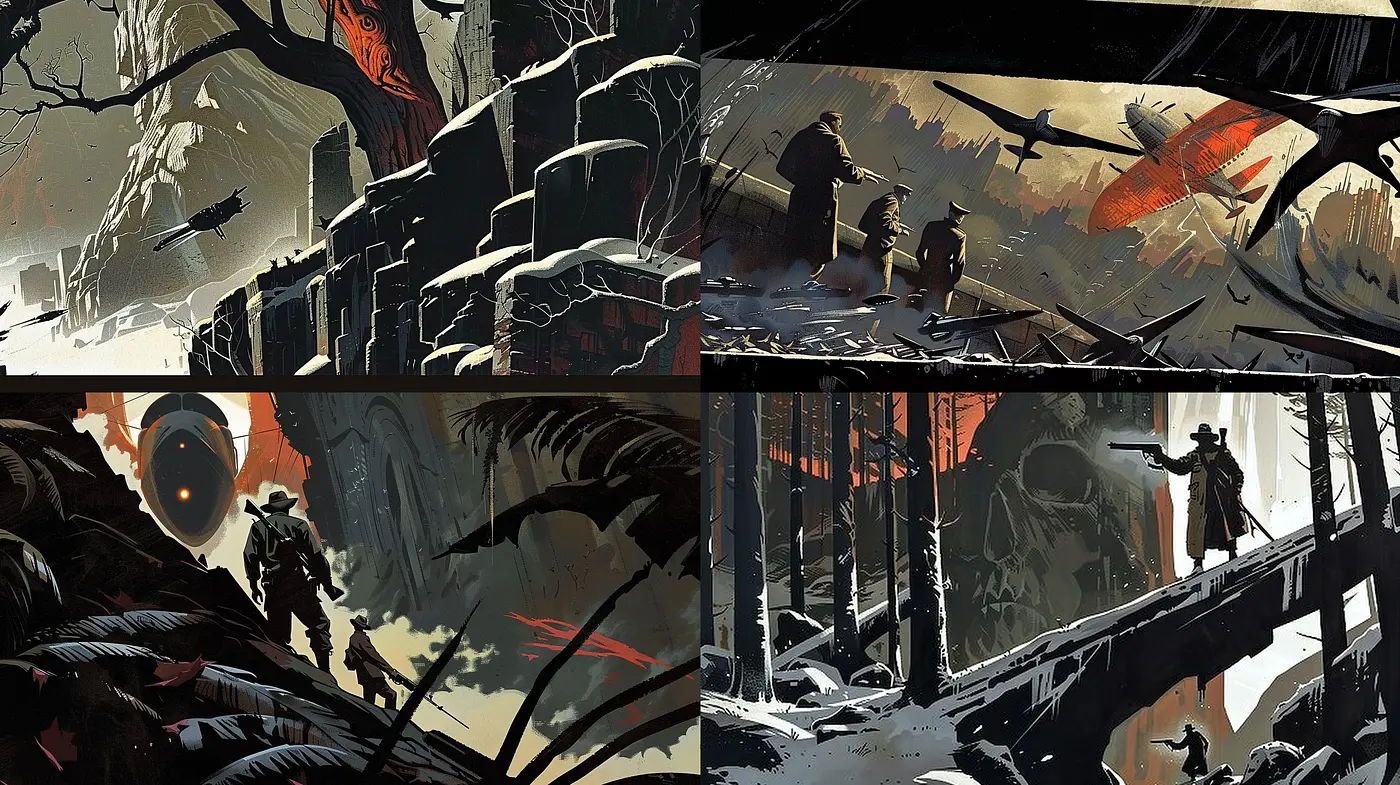 Stylized Neo-Noir Graphic Novel Aesthetic with a Cinematic Undertone - Midjourney sref style