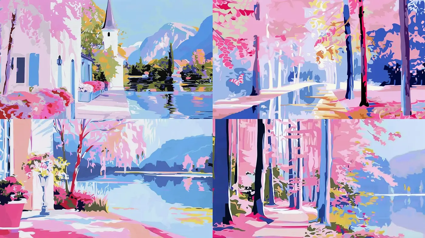 Pastel Harmony in Stylized Landscape Art - Midjourney sref style