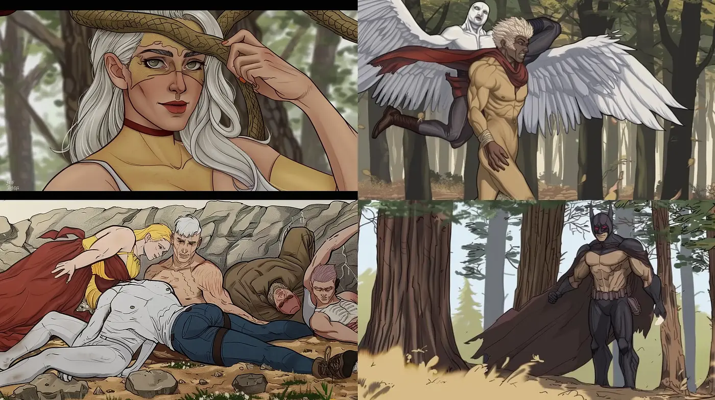 Sylvan Mythology Reimagined in Stylized Digital Illustrations - Midjourney sref style