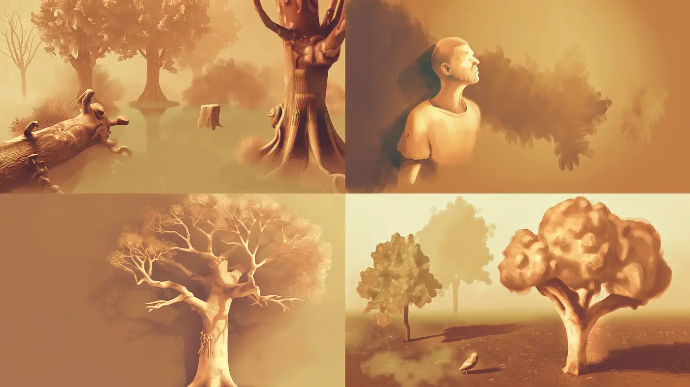 Sepia-toned Dreamscape Infused with Surreal Elements - Midjourney sref style