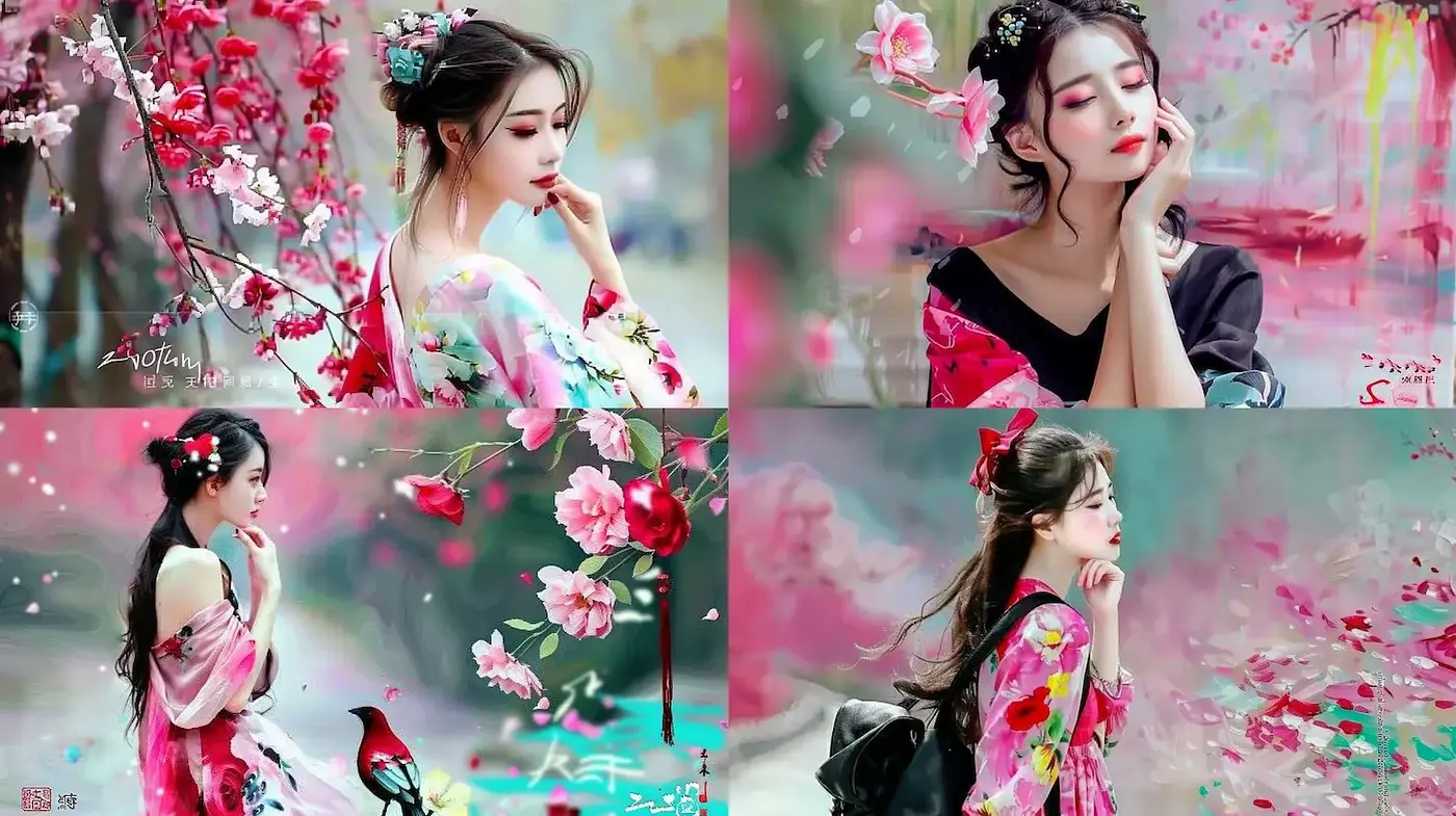 Enchanting and Whimsical Floral Harmony in Soft Pastels - Midjourney sref style